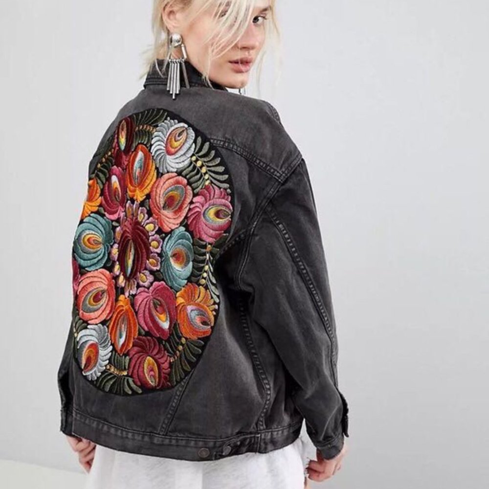 Italian Embroidered Oversized Denim Jacket